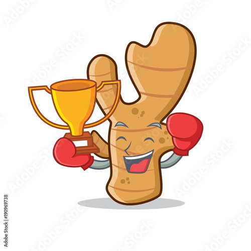 Boxing winner ginger mascot cartoon style