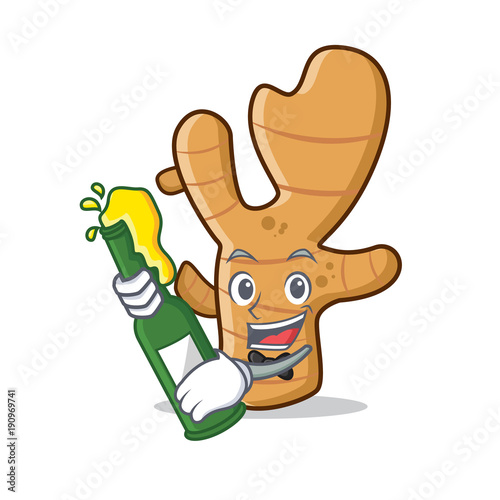 With beer ginger mascot cartoon style