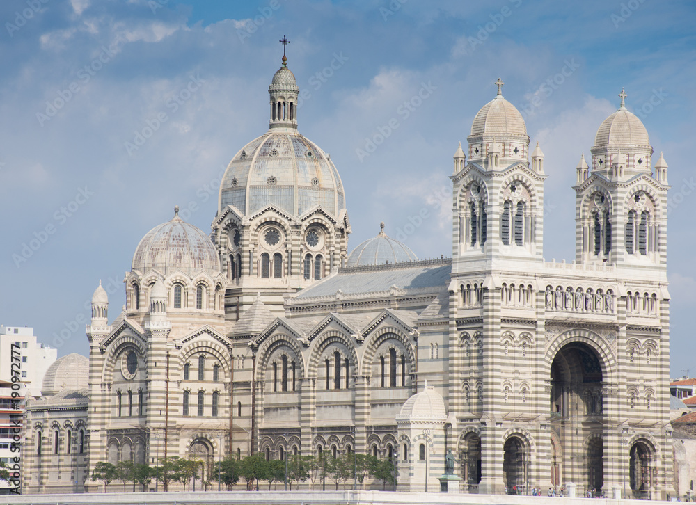 The Cathedrale La Major, a Catholic church in Marseilles France with Byzantine and Revival architecture. 