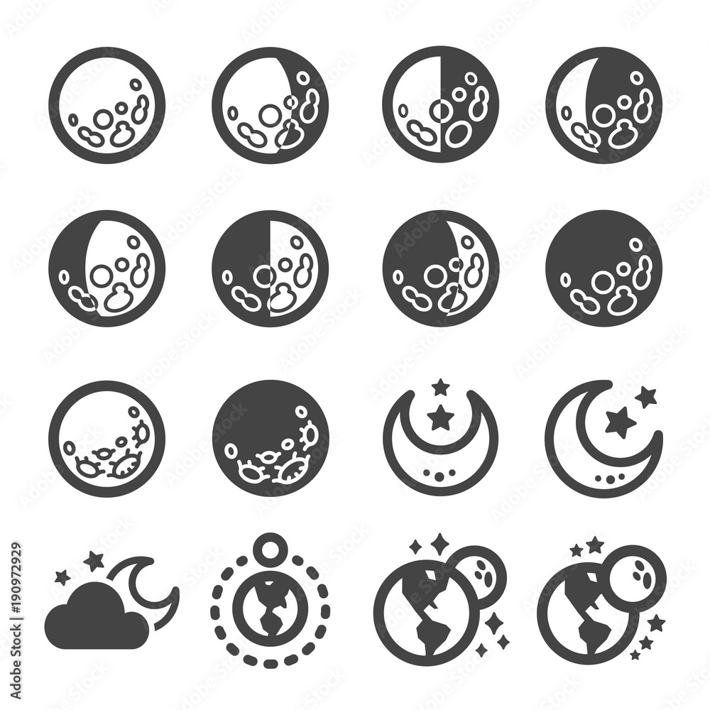 Obraz premium moon icon set