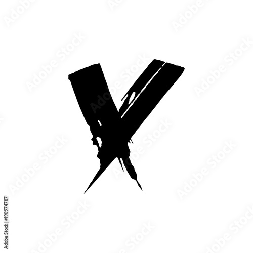 Letter X. Handwritten by dry brush. Rough strokes font. Vector illustration. Grunge style elegant alphabet.