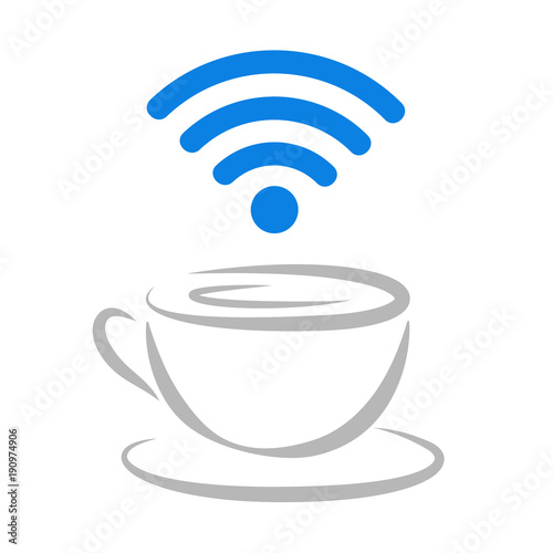 wi-fi im kaffee blau