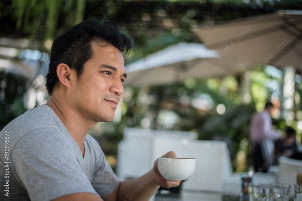 Men and Coffee Eat coffee in the morning. Men and Coffee Eat coffee in the morning.