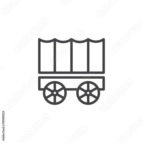 Horse carriage wagon line icon, outline vector sign, linear style pictogram isolated on white. Symbol, logo illustration. Editable stroke