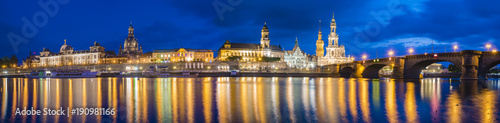 Panorama of Dresden in high definition, night photography