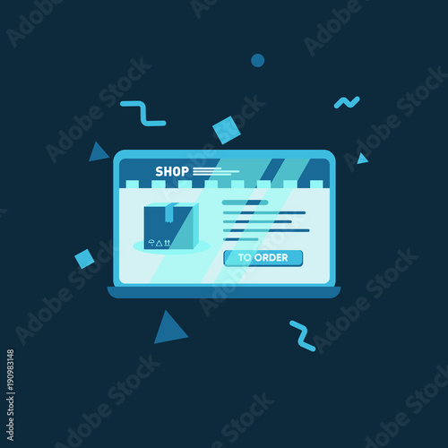 Vector illustration of a laptop with a website