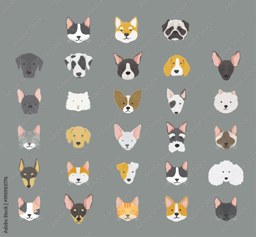 Obraz premium Cats and dogs icon collection