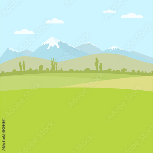 Rural field landscape for use as a background image. Flat color.