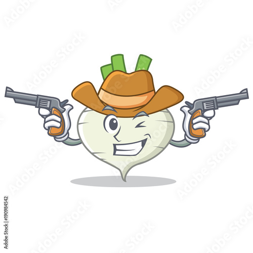 Cowboy turnip character cartoon style