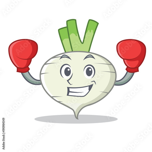 Boxing turnip character cartoon style