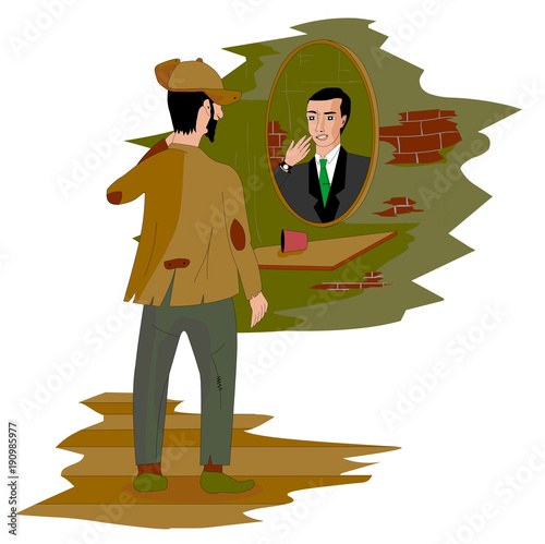 Reflection in the mirror a successful person
