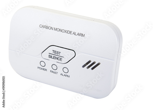 Obraz na płótnie Carbon monoxide alarm for safe sleep on white