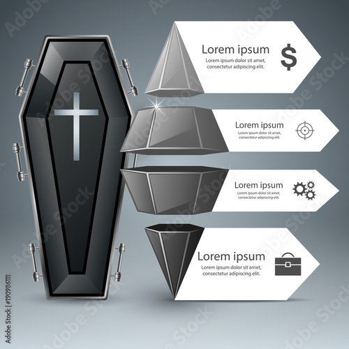 Coffin logo. Business Infographics origami style Vector illustration.