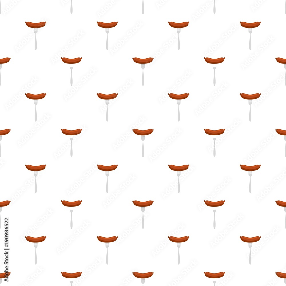 Sausage on fork pattern seamless in flat style for any design Sausage on fork pattern seamless in flat style for any design