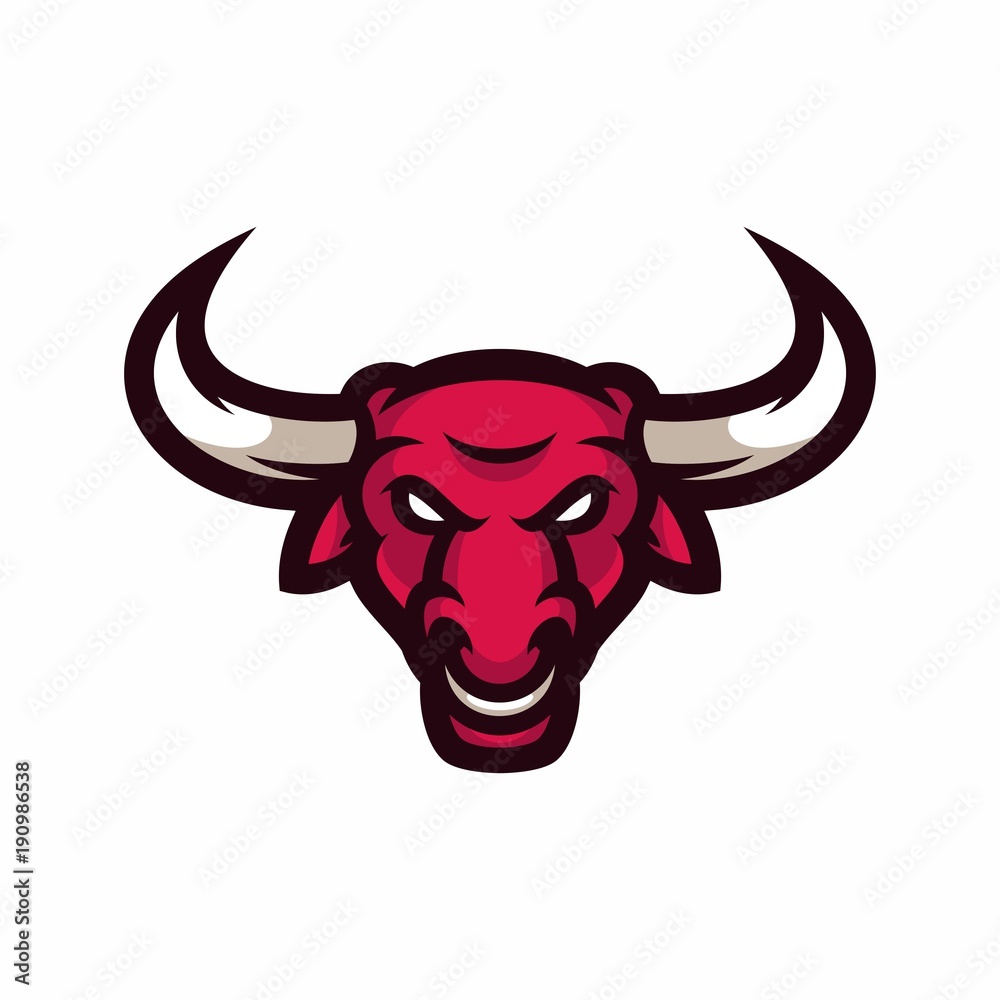 Animal Head - Bull - vector logo/icon illustration mascot
