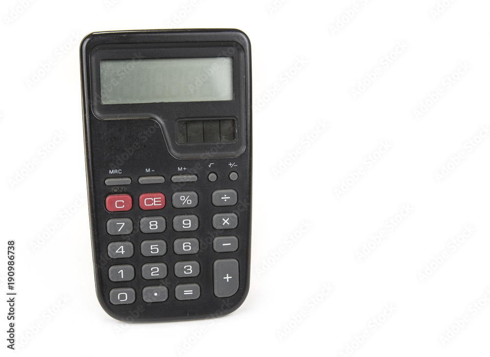 Small calculator with big numbers on the white