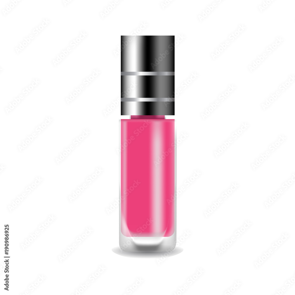 Realistic nail polish 3D vector illustration, template mockup glass bottle. Realistic nail polish 3D vector illustration, template mockup glass bottle.