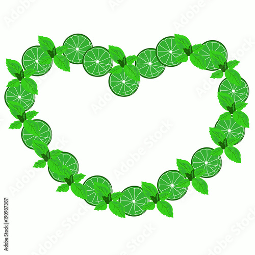 Frame heart. Lime and mint.
