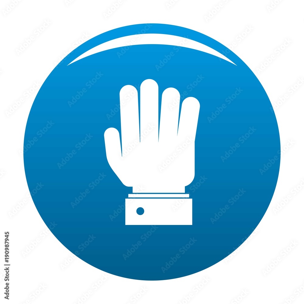 Hand stop icon vector blue circle isolated on white background Hand stop icon vector blue circle isolated on white background
