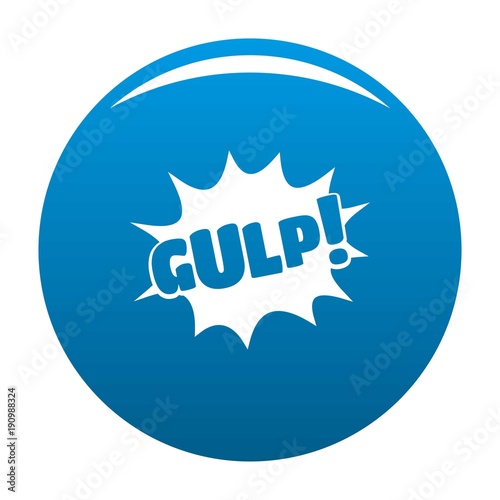Comic boom gulp icon vector blue circle isolated on white background 