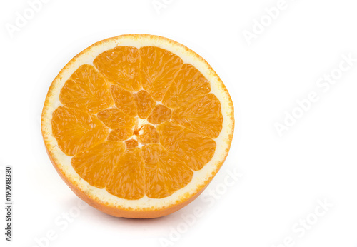 Fototapeta Naklejka Na Ścianę i Meble -  Fresh juicy oranges with halves on the white background