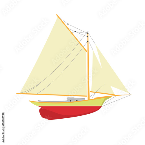 Tela Sailboat or yacht side view - sailer out of water