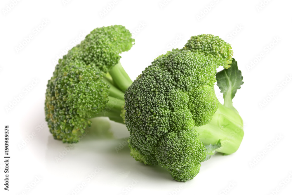 fresh broccoli isolated on white background close-up fresh broccoli isolated on white background close-up