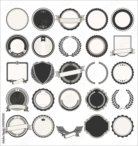 Empty retro vintage badges and labels collection