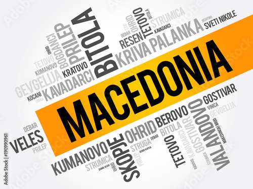 List of cities and towns in the Republic of Macedonia, word cloud collage, business and travel concept background photo