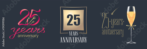 25 years anniversary vector icon, logo set
