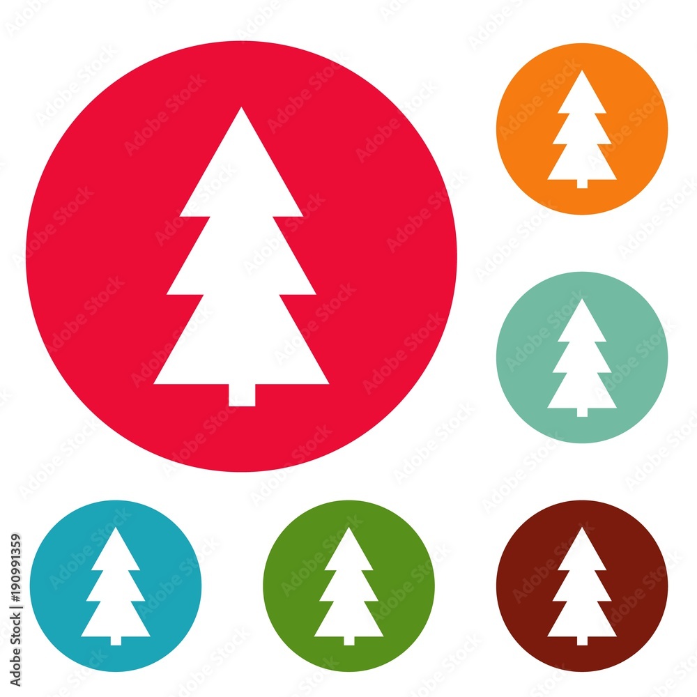 Christmas tree icons circle set vector isolated on white background Christmas tree icons circle set vector isolated on white background