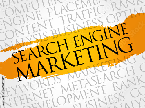 Search Engine Marketing word cloud collage, business concept background