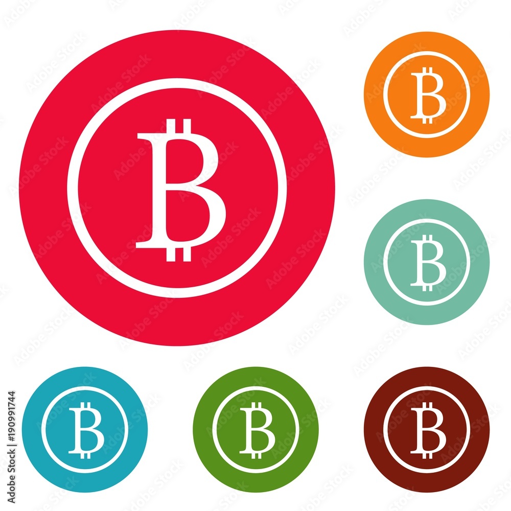 Bitcoin sign icons circle set vector isolated on white background Bitcoin sign icons circle set vector isolated on white background