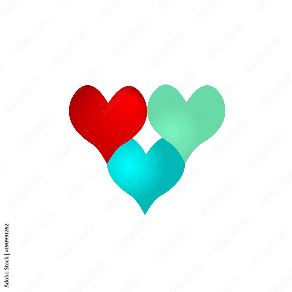 Fototapeta premium Love Heart Red and Blue Romance Vector