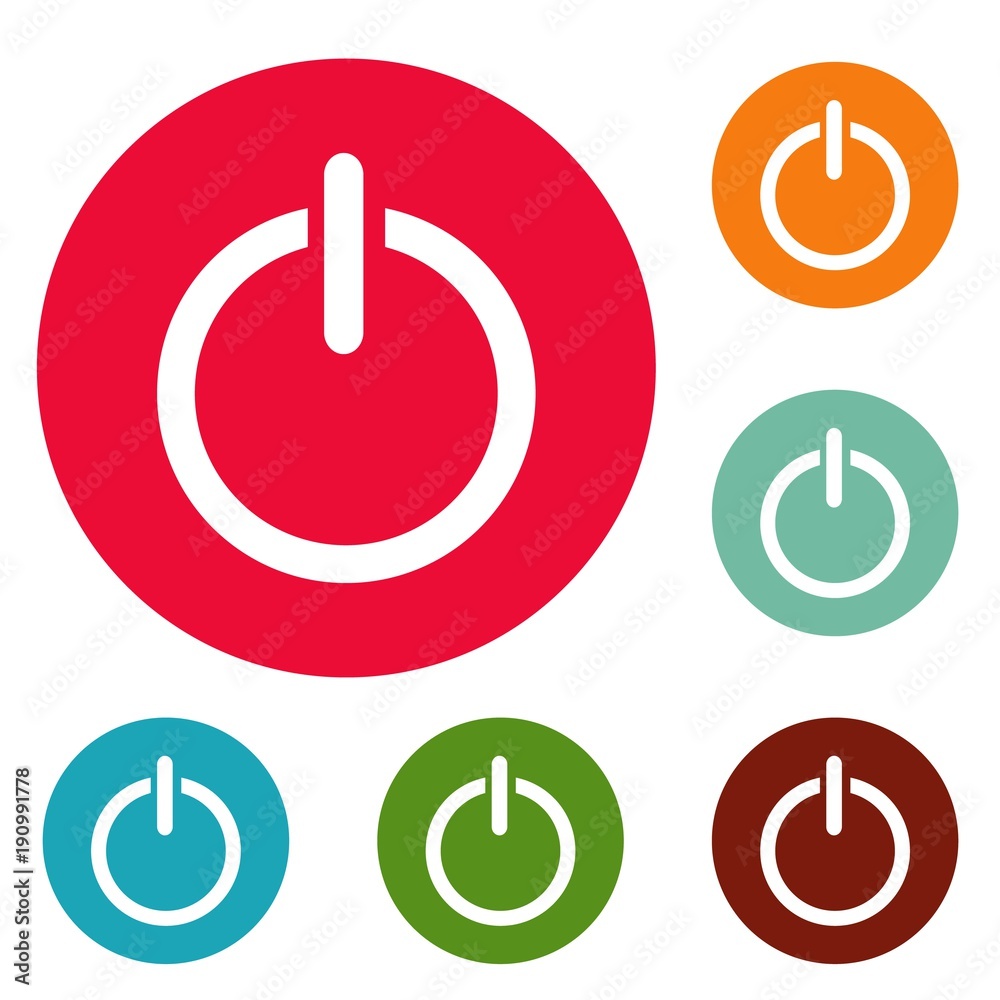 Power icons circle set vector isolated on white background Power icons circle set vector isolated on white background