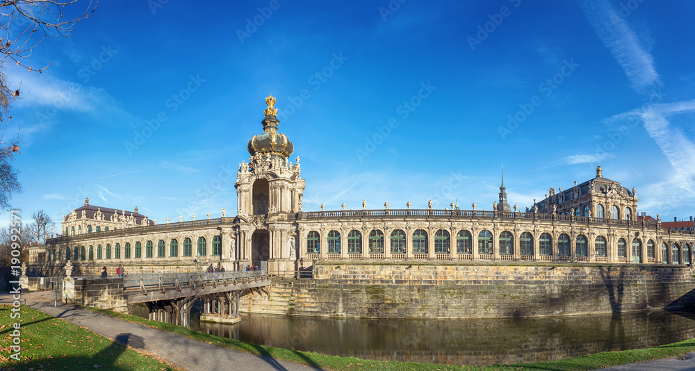 Zwinger Palace in Dresden, Germany. Panoramic view.