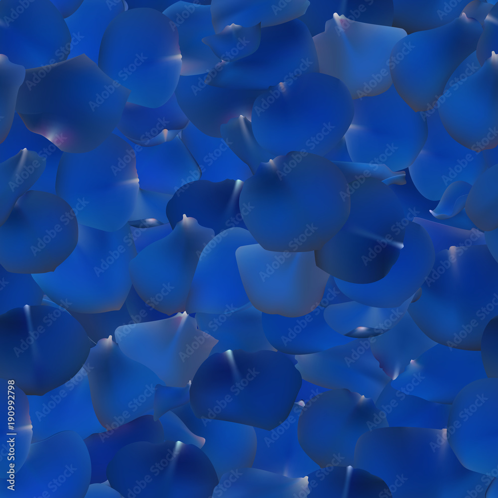 Fototapeta premium Seamless pattern background with blue rose petals. Flowers vector illustration.