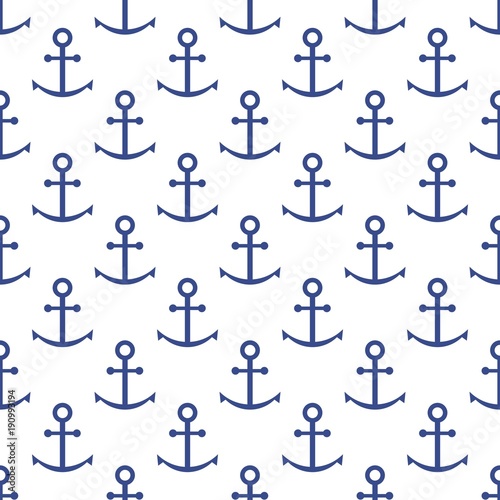 Marine seamless background with anchor