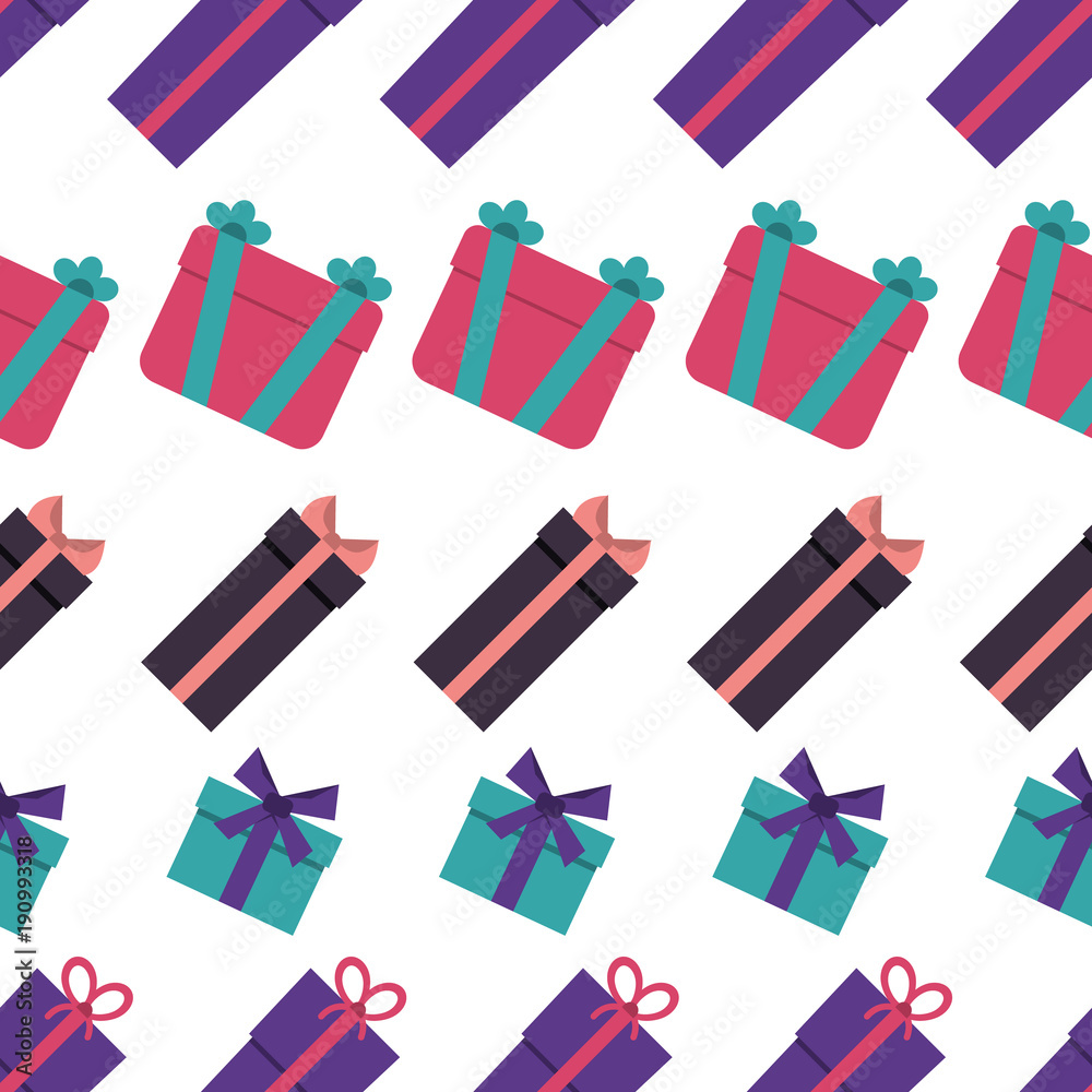 Fototapeta premium Seamless pattern with gift boxes on white background. Vector illustration 