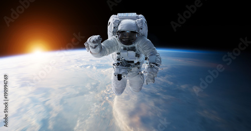 Astronaut floating in space 3D rendering elements of this image furnished by NASA