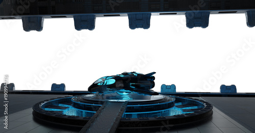 Fototapeta Naklejka Na Ścianę i Meble -  Llanding strip spaceship interior isolated on white background 3D rendering