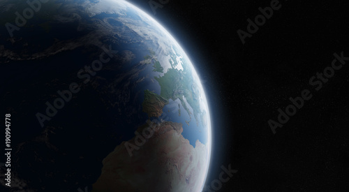 Fototapeta Naklejka Na Ścianę i Meble -  View of blue planet Earth in space 3D rendering elements of this image furnished by NASA