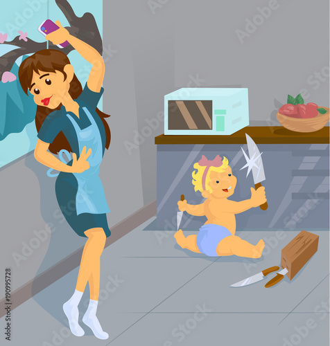 awful nanny having fun at work