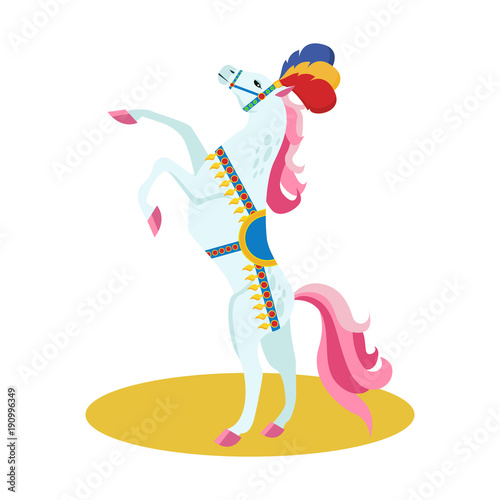 Circus horse icon. Cartoon illustration of circus horse. Vector isolated retro show flat icon for web