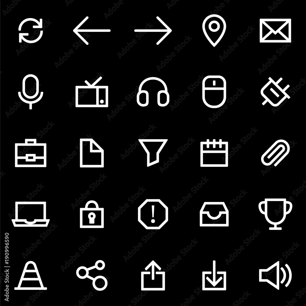 Set of icons for simple flat style ui design Set of icons for simple flat style ui design