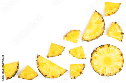 Sliced pineapple isolated on white background with copy space for your text. Top view
