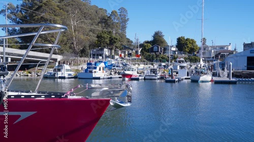 Boats docked in a Pacific harbor along California's central coast. photo