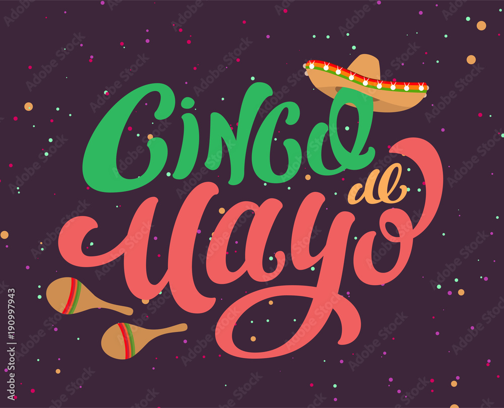 Fototapeta premium Cinco de Mayo Mexican holiday text banner for greeting card