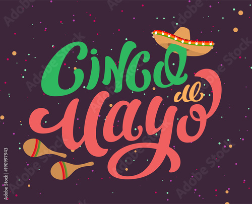 Cinco de Mayo Mexican holiday text banner for greeting card