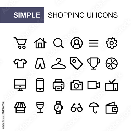 Set of online shopping icons for simple flat style ui design